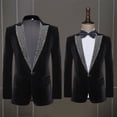 thumbnail image 2 of Traje negro para hombre, cantante, presentador de espectáculos en escena, vestido de prueba de arte, chaqueta de traje de moda de corte entallado, 2 of 5