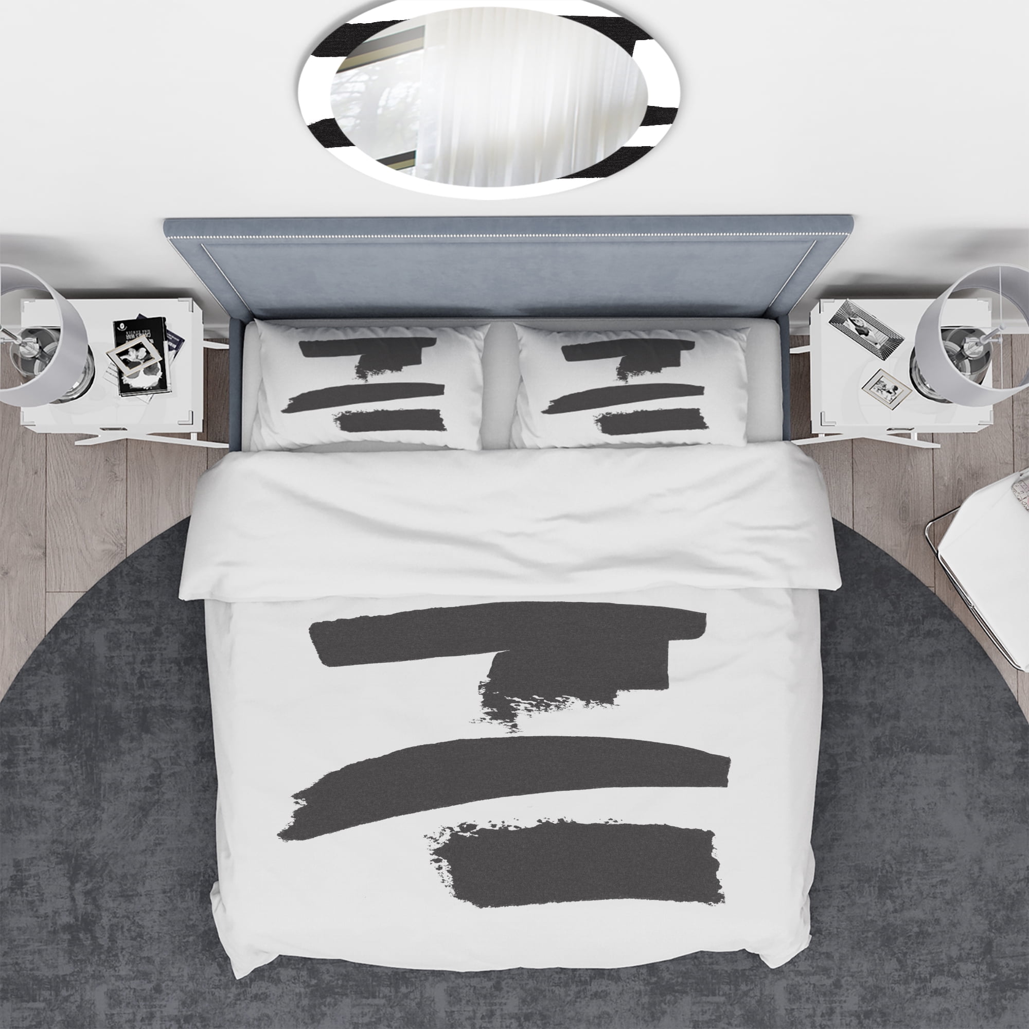 Designart 'Black and White Geometric Company I' Geometric Duvet Cover Set
