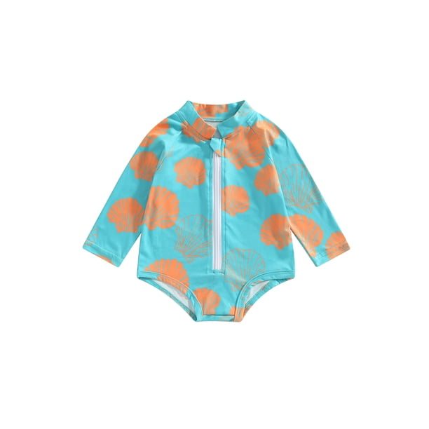 Bagilaanoe Toddler Baby Girl OnePiece Swimsuit Print Long Sleeve