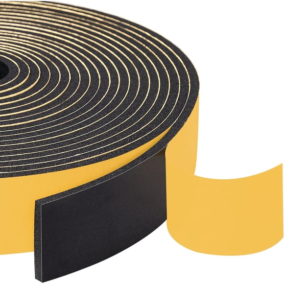 GFDYREE Yotache Adhesive Weather Stripping 2 Rolls 1" W X 1/8" T, Neoprene Foam Weatherstrip Tape for Automotive, 33 Ft Length (2 X 16.5 Ft Each)