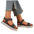 thumbnail image 3 of JDEFEG Women's Summer Fashion Denim One Buckle Sandals Open Toe Thick Bottom Sandals Womens Slide Sandals Black Size 41, 3 of 9