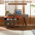 thumbnail image 5 of AENKYO 3-in-1 Vanity Desk with Flip-Top LED Mirror, Makeup Table with Adjustable Side Cabinet and Soft Stool, Walnut, 5 of 11