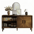 thumbnail image 3 of Atumcto 60" Rustic Farmhouse Buffet Sideboard Cabinet with Storage, Elegant Antique Antique Brown Credenza with Symmetrical Sunburst Doors, Adjustable Shelves for Living Room or Hallway, 3 of 19