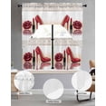 thumbnail image 2 of Red Roses Swag Kitchen Curtains Sets for Windows 24 Inch Length, High Heel Modern Art Short Window Curtain Panels Swags Valances and Tiers 3 Piece Set for Cafe/Dining Room, 2 of 5
