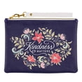 thumbnail image 2 of Women's Wristlet Clutch Zippered Pouch w/Wrist Strap Kindness Matters Floral Faux Leather, Blue, Slim Case Accessory for Cosmetics, Travel, Organization, 7.1" x 9.4", With Love, 2 of 3