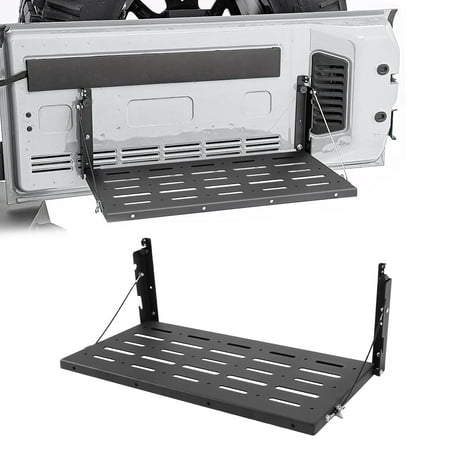 TOKMOWIN Tailgate Table Support,Black Rear Foldable Camping Cargo Shelf Storage Rack Fit for 2007-2018 Jeep Wrangler JK & JKU,Unlimited 2/4 Doors,Increase the storage space inside