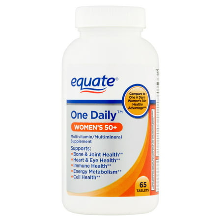 (2 Pack) Equate Women's 50+ One Daily Multivitamin/Multimineral Supplement Tablets, 65