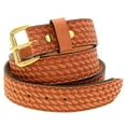 thumbnail image 4 of 1 1/2 London Tan Bridle Leather Belt Basket Weave Embossing Nickel-Free, 4 of 4