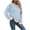Light blue, variant on Duoif Womens Sweatshirt, Women's Contrast Trim Sweatshirt - Lightweight Crewneck Pullover Sweatshirt for Women Black L