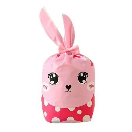 50PCS Cute Party Supplies Bunny Ear Storage Pocket Biscuit Package Rabbit Cookie Bags Easter Rabbit Easter Candy Bags J