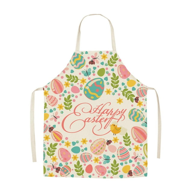 Easter Home Printing Linen Imitation Apron Kitchen Fouling Multi Functional Apron