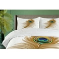 thumbnail image 4 of Ambesonne Animal Duvet Cover Sets, Exotic Peacock Wild Bird, 2-Queen, Mustard Green Navy, 4 of 7