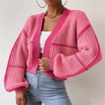 thumbnail image 4 of Baqcunre Womens Cardigan European And American Spring And Autumn And Winter Ladies Loose Purse Knitted Cardigan 2023 New Out Of The Ware Sweater Jacket Crop Tops Fall Outfits Hot Pink M, 4 of 5