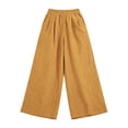 thumbnail image 6 of Women's Plus Size Linen Cotton Wide Leg Pants, High Waisted Pleated Draped Trousers, Breathable Loose Fit Casual Palazzo Pants for Resort and Vacation Yellow L, 6 of 6