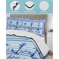 thumbnail image 3 of Full Size Quilt Bedding Set, Ocean Archor Reversible Summer Quilt 3 Pieces, Summer Rustic Nautical Coastal Beach Blue Stripes Lightweight Bedspreads Coverlets with 2 Pillow Shams for All Seasons, 3 of 5