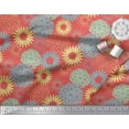thumbnail image 2 of Soimoi Orange Georgette Viscose Fabric Artistic Flower Mandala Decor Fabric Printed Yard 42 Inch Wide, 2 of 3