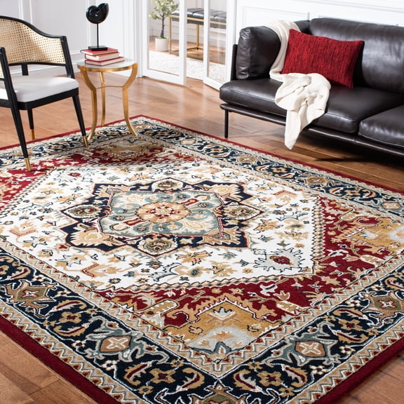 Safavieh Heritage York Oriental Wool Area Rug, Ivory/Red, 8' x 8' Square