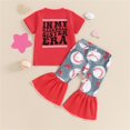 thumbnail image 2 of Mercatoo Toddler Baby Girl Baseball Outfit Letter Short Sleeve T Shirt Tops Bell Bottoms Pants Summer Baseball Clothes Baby Toddler Girls, 2 of 4