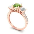 thumbnail image 2 of 1.97 ct Round Cut Natural Peridot 3 Stone 18K Rose Gold Womens Engagement Ring, 2 of 5