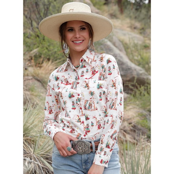 Cinch Women's Long Sleeve Printed Western Snap Shirt