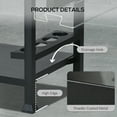thumbnail image 6 of Outsunny Three-Shelf Outdoor Grill Cart with Foldable Side Table, 46" x 21.75" Stainless Steel Pizza Oven Stand, Movable Food Prep Table on Wheels, 6 of 9