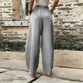 thumbnail image 6 of Women's Plus Size Casual High Expandable Waist Solid Color Polyester Wide Leg Sweatpants with Pockets ,Grey, 6 of 6