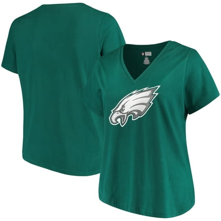 Women's Majestic Midnight Green Philadelphia Eagles Plus Size Logo V-Neck T-Shirt