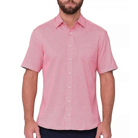 Nick Graham Performance Stretch Sport Short Sleeve Woven Shirt (Orange, Small)