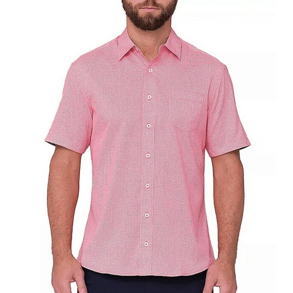 Nick Graham Performance Stretch Sport Short Sleeve Woven Shirt (Orange, Small)