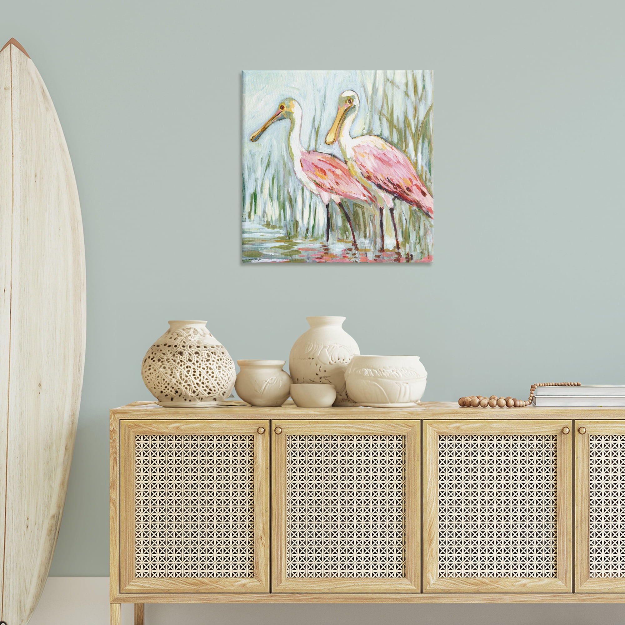 Stupell Industries Spoonbill Birds Pair Animals Painting Wrapped Canvas Canvas Art Print Wall Art, 30 x 30