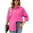thumbnail image 3 of EFINNY Womens Casual Button Down Shirts Comfy Long Sleeve V Neck Lapel Blouses Top, 3 of 6