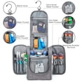 thumbnail image 2 of WANDF Hanging Toiletry Bag for Women,Shave Bag for Men, Multi-Compartment Cosmetic Bag with Hook, Portable Dopp Kit Organizer, Makeup Bag for Travel,Business Trip,Bathroom(Grey), 2 of 7
