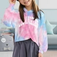 thumbnail image 2 of Caqnni Little Girls Hoodies Tops Long Sleeve Tie-Dye Style Sweatshirts Teen Crop Pullover Tops Youth Girls Clothes (12-13 Years,Sky Blue), 2 of 4