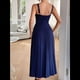 thumbnail image 4 of Vestido A Rayas para Mujer, con Tirantes Finos, y , Fluido Azul Marino L, 4 of 7
