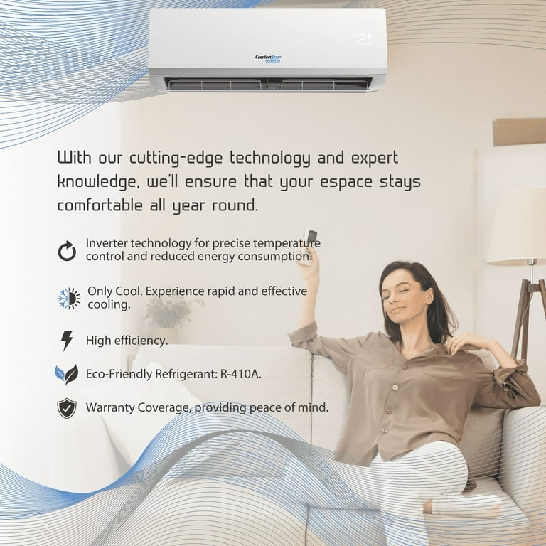 Comfort Star 18K BTU 21 SEER Ductless Mini-Split Inverter+ AC Cold