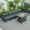 Black, variant on LeisureMod Chelsea 5-Piece Middle Patio Chairs and Fire Pit Table Set Black Aluminum With Cushions