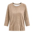 thumbnail image 4 of PBFRDSJ Women's Crew Neck Stripe Blouse, Long Sleeve Textured Casual Top, Relaxed Fit Daily Wear Shirt, Sizes S-5XL, 4 of 6