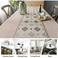 thumbnail image 4 of Namzi Modern Cotton Linen Table Cloth Rectangle Dust-Proof Tablecloth Stitching Tassel Embroidered Tablecloth for Kitchen Dining (Pink Brown-Modern, Square, 55 x 87 Inch), 4 of 5