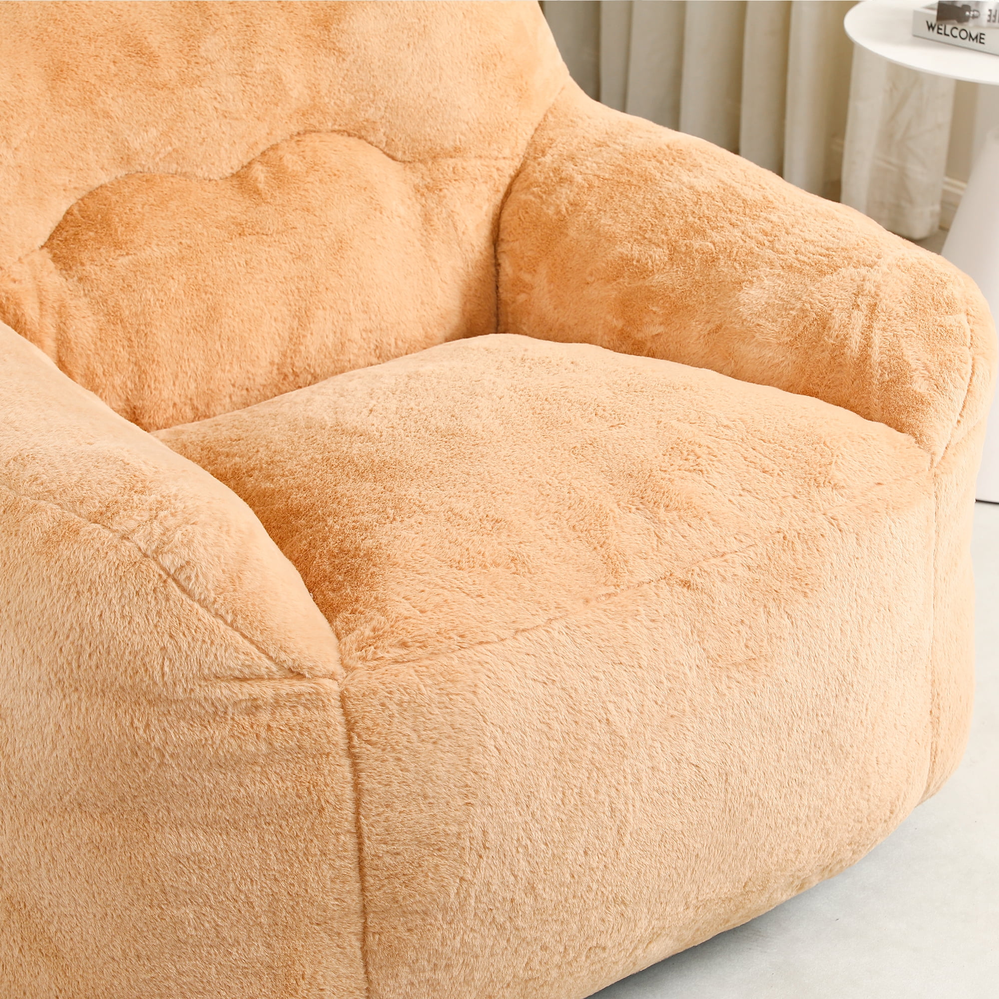 Leumius High-Density Bean Bag Sofa Chair with Armrests 47.3" D x 41" W x 33" H, Brown