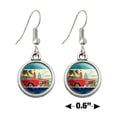 thumbnail image 4 of Red Classic Muscle Car Beach with Surf Boards Novelty Dangling Drop Charm Earrings, 4 of 5
