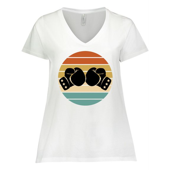 Inktastic Kickboxing Boxing Gloves Women's Plus Size V-Neck T-Shirt