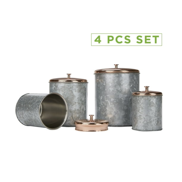 Mind Reader Double Wall Galvanized Nested Canister with Lid, Food