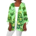 thumbnail image 2 of St.Patrick's Day T-shirt Women - Irish Lucky Clover 3/4 Sleeve Shirt, Fashion Shamrock Green Shirt, Costume for St.Patrick's Day|Style UDark GreenXL, 2 of 6