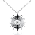 thumbnail image 1 of Mercie Sterling Silver Pendant Necklace, Rhodium Plated Silver Evil Eye Sunburst Jewellery, Cubic Zirconia Charm for Everyday Wear, 1 of 8