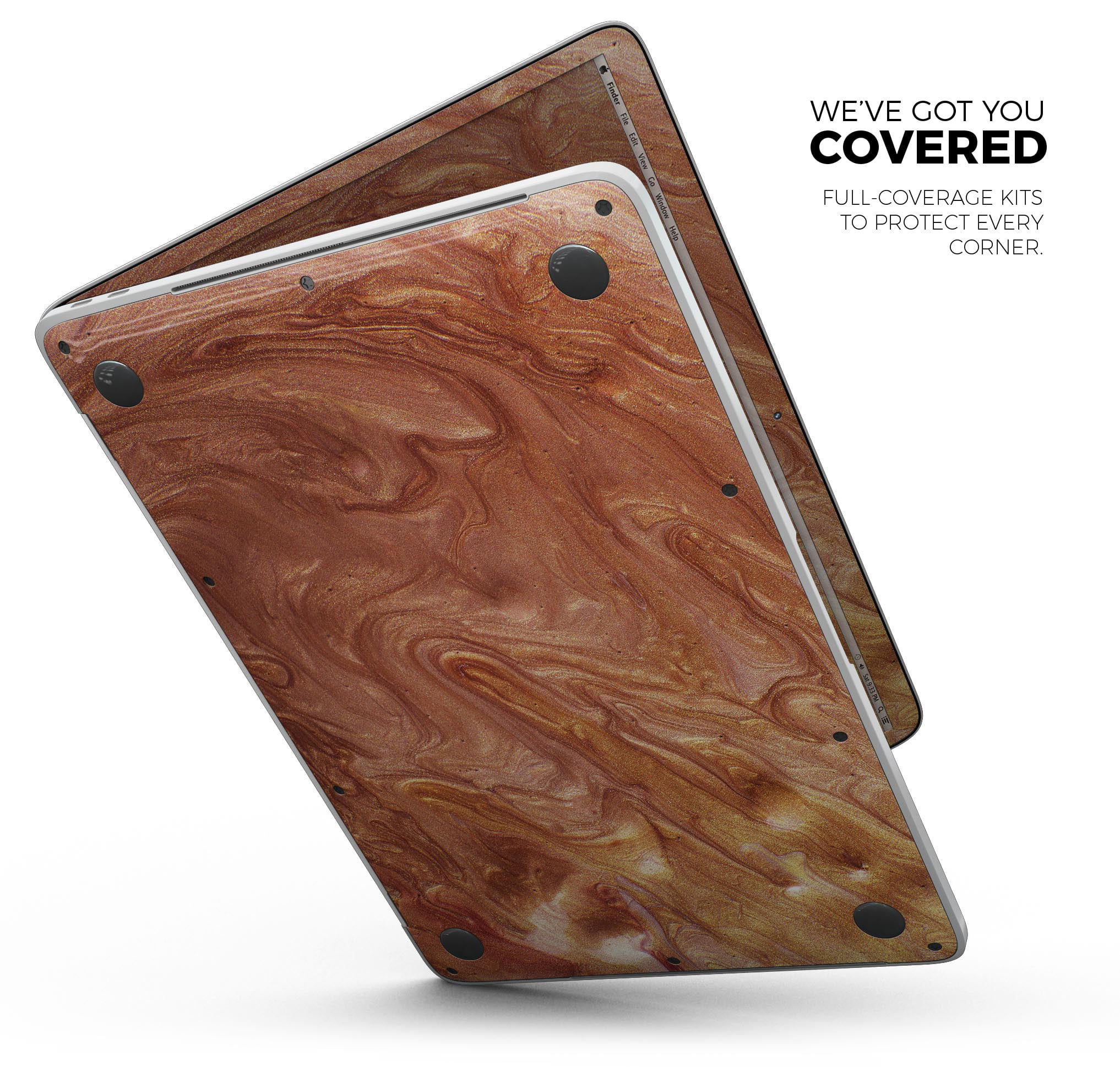 Modern Marble Copper Metallic Mix V3 Premium Protective Decal Skin-Kit for the Apple Credit Card