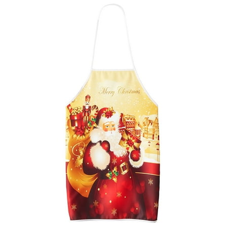 

Violet Linen Holiday Xmas Ornaments Santa Printed Pattern Polyester Woven Printed Fabric Santa Claus Kitchen Apron
