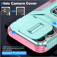 thumbnail image 2 of Heavy Duty Armor Case for iPhone 14 Pro with Slide Camera Cover & Magnetic Ring Stand Green, 2 of 5