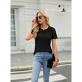 thumbnail image 6 of Womens Summer Tops Spring Shirts Trendy Vacation Outfits Short Sleeve Business Tshirts Fashion Casual Blouses Black XXL, 6 of 8