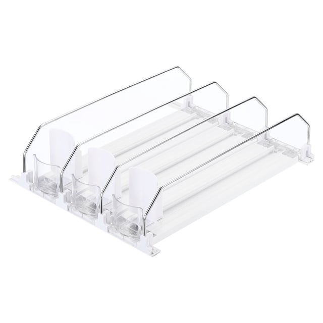 Unique Bargains Organisateur de Boissons 3 Pcs pour Réfrigérateur, Distributeur de Soda Auto-Pushant avec Largeur Réglable, Blanc