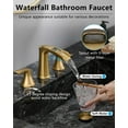 thumbnail image 2 of Brushed Gold Bathroom Faucet 3 Hole, Waterfall 8 Inch Widespread Bathroom Sink Faucet with Pop-up Drain, Two-Handle Faucet for Bathroom Sink, 2 of 17
